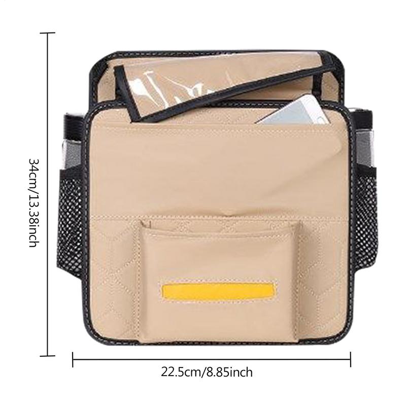 Car Storage Bag Multifunctional PU Leather Between Seats Organizer Portable & Reusable Car Spacious Storage For Phone Purse Keys
