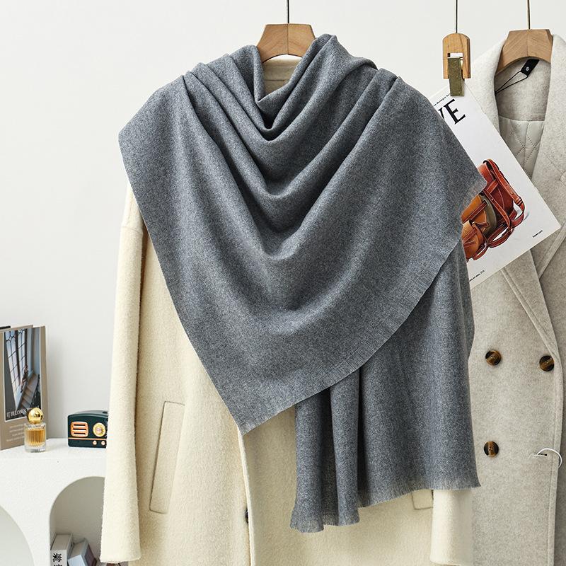 Short Beard Scarf Light Luxury High-end Cashmere Scarf Women's Winter New Korean Men's Shawl Solid Color