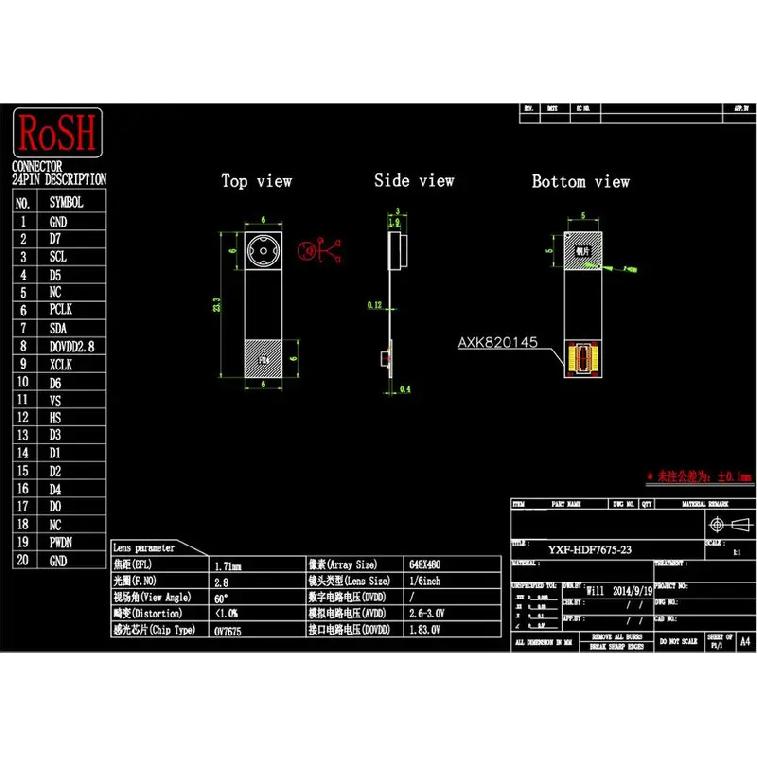 OV7675 Three Hundred Thousand Pixel Camera Module OV7675-23 Camera Module HDF7675-23