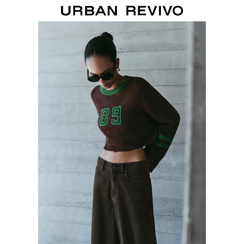 UR Dámský svetr v americkém vysokoškolském stylu s barevným blokováním a žakárovým úpletem