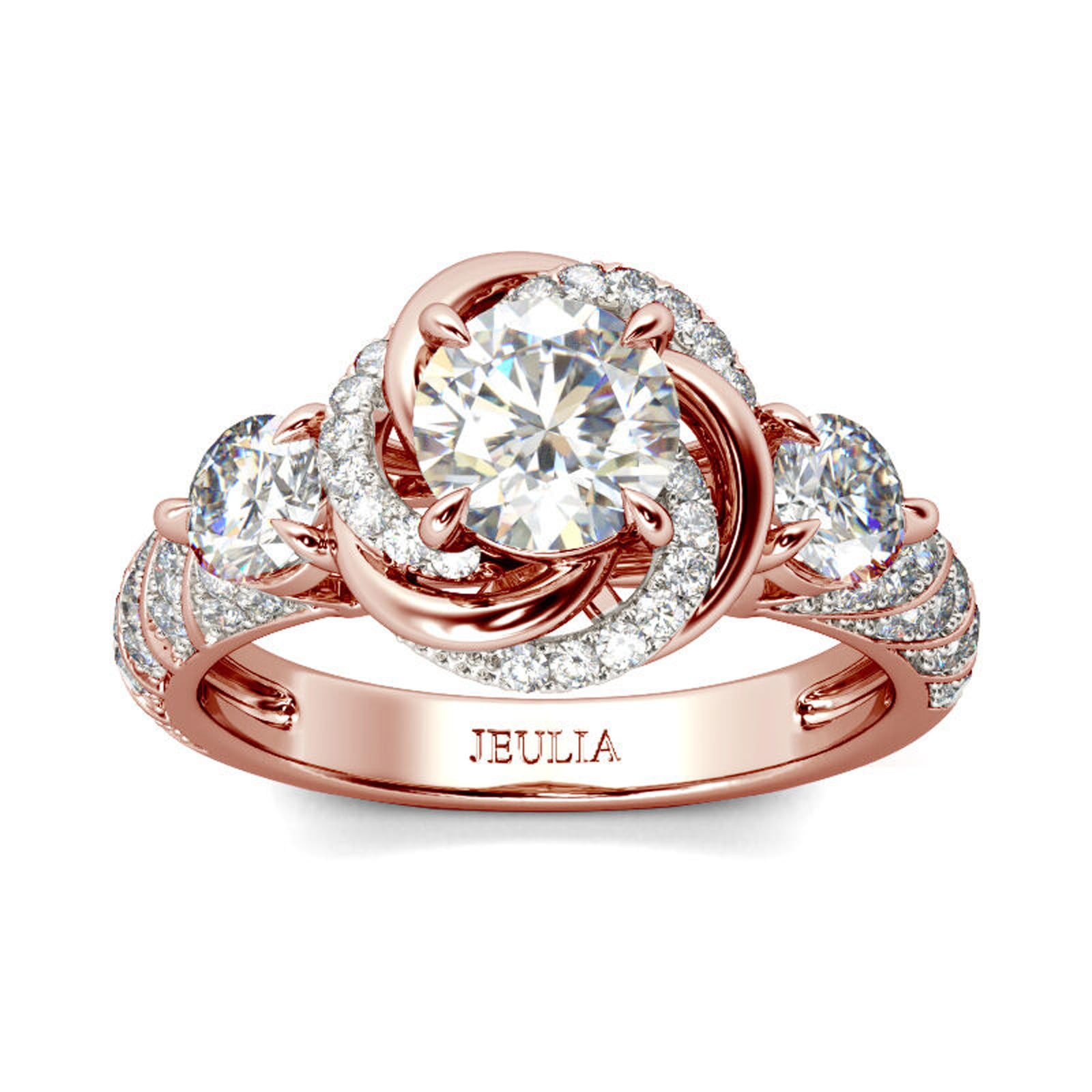 

Silver Flower Halo Round Cut Silver Fashion Accessory [Jeulia] Women s Ring, Ring, CZ, Sparkly, Cute, Birthday, Party, (White, 11) (Rose Gold, 10)