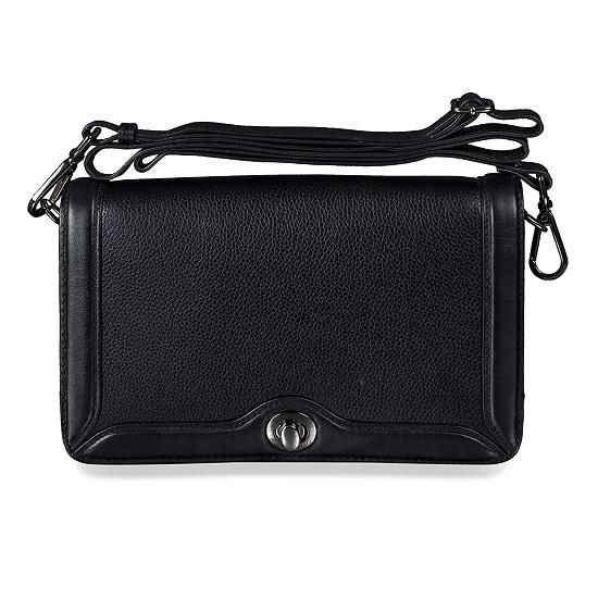 Noora Black Leather Crossbody Sling Bag for Girls and Women & Flap closure with Adjustable Straps