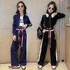 Teenager Girls' Sports Spring Autumn Kids Clothes Crop Top Hooded Jacket + Wide Leg Pants Tracksuit Children 9 -14year