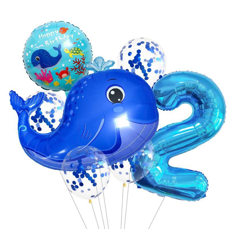 Ocean Theme Balloon Set Kids Birthday Number Balloon Decor