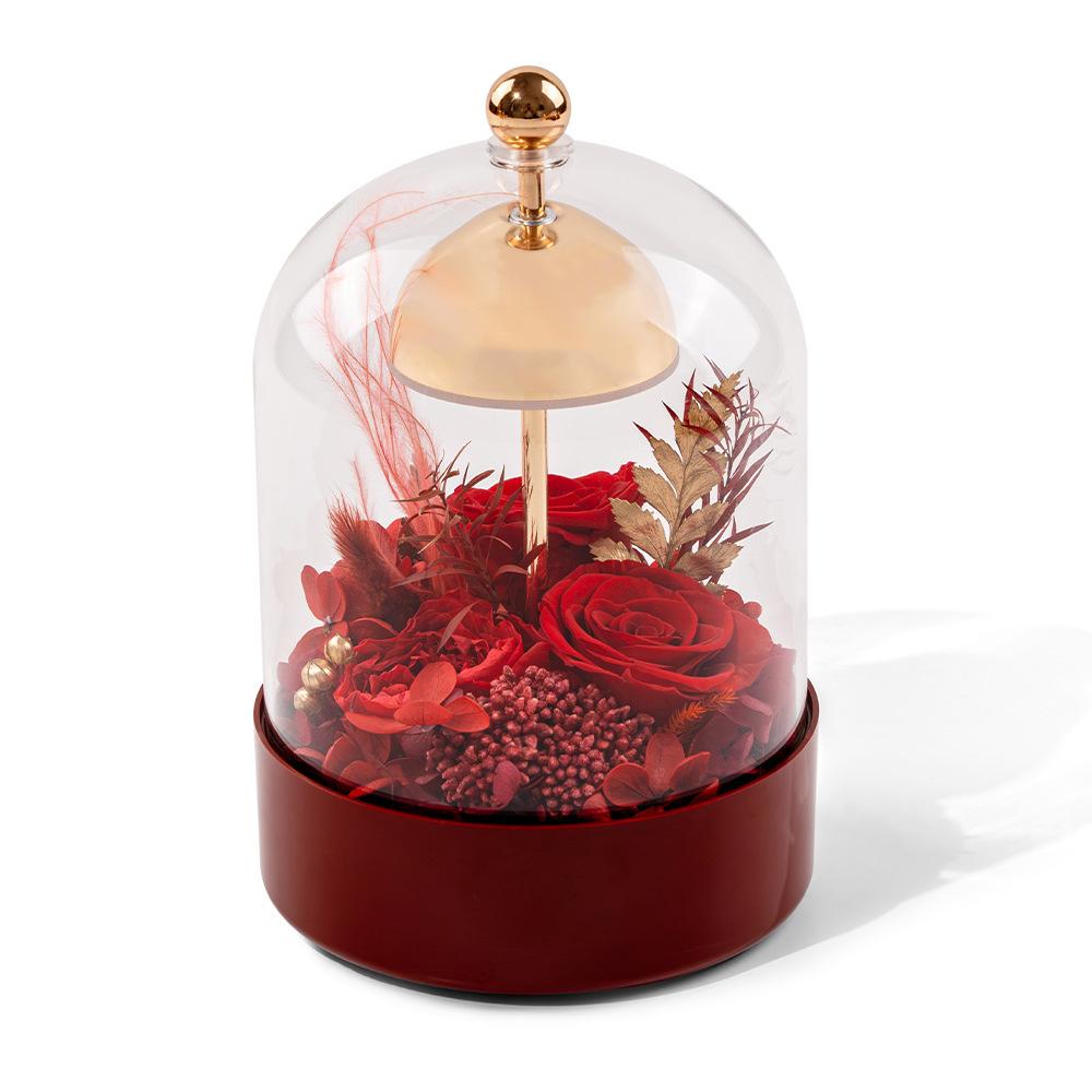 Yunnan Wind Chime Eternal Flower Glass Cover Desk Lamp Bedside Gift Box Ornament Lamp Night Light Bedroom Warm Gift