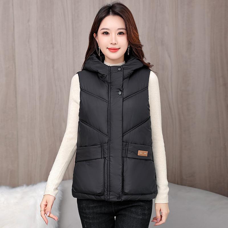 Women's Winter Thickened Hooded Down Vest Short Oversized