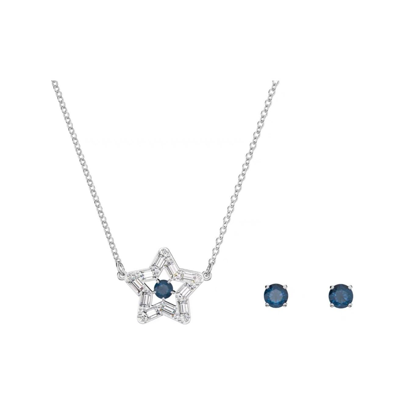 Swarovski Stella Wish Star Meaning Silver Plated Crystal Necklace Women necklace 5646762 Box (Random Color)