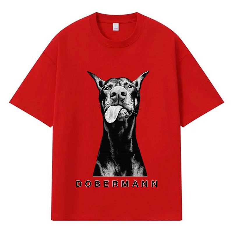 2026 Doberman Printed Graphic Streetwear Y2k Harajuku Men Women Clothes 100% Cotton T Shirt Casual Oversized Summer Men T-shirt