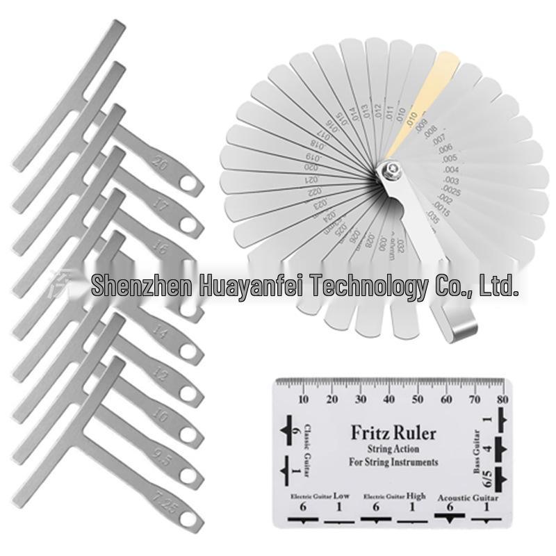 

52-Piece Guitar Measurement Tool Set: 11 Guitar Tools, 9 T-Square String Gauges, 32 Feeler Gauges 11-in-1 Guitar Measurement Tool Set