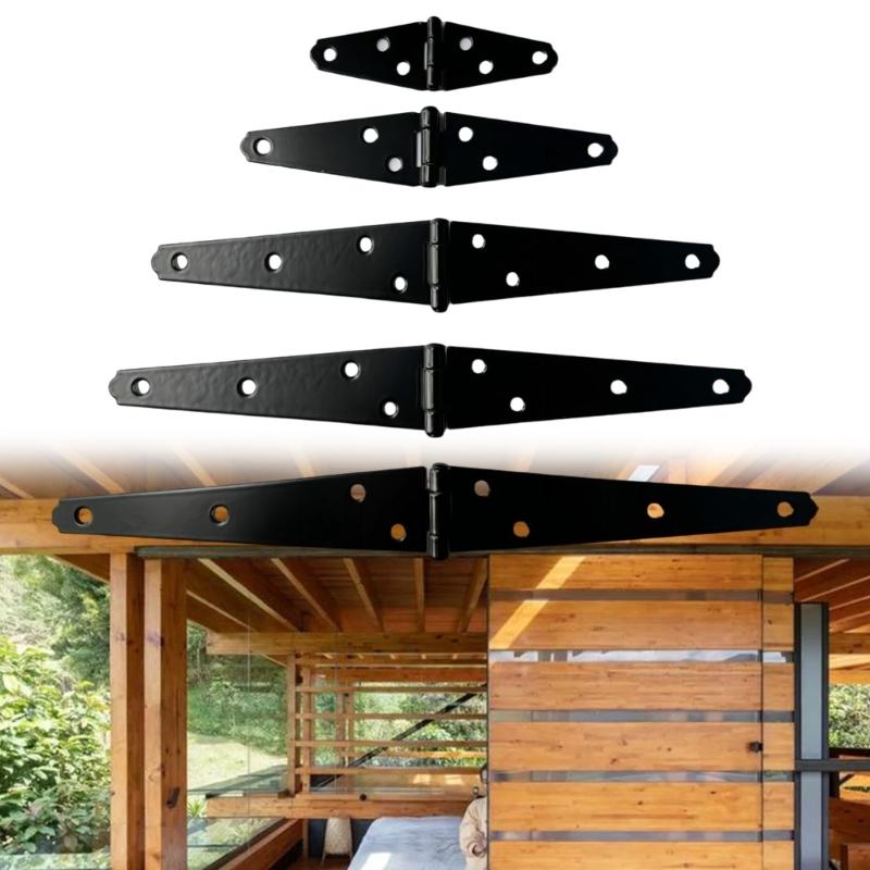Iron Decorative Strap Hinge Black Shed Door Gate Hinges with Screws Heavy Duty Door Hinges for Outdoor Gates Fence
