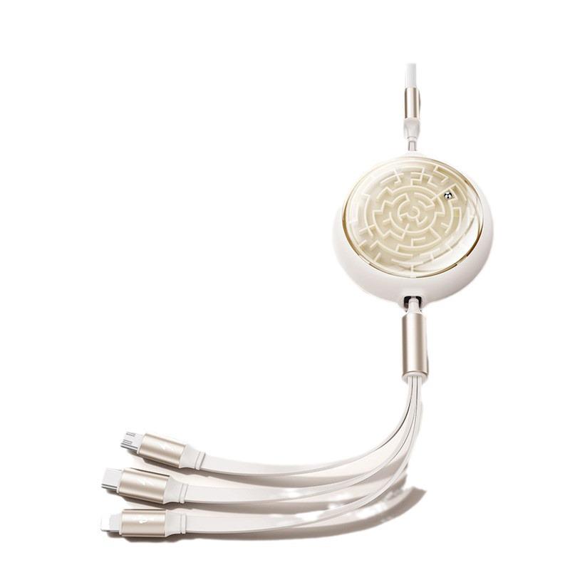 Retractable 3-in-1 USB Fast Charging Cable for Apple, Android, Type-C Devices