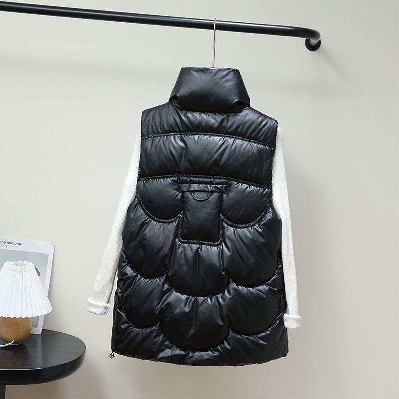 Women's Shiny Korean Style Sleeveless Down Cotton Vest - Fashionable & Loose Fit