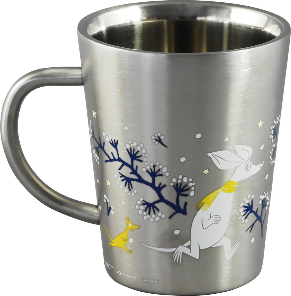 Moomin Christmas Stainless Moomin Perfect Gift for Birthday Made in Teal Double-Sided Mug/Tumbler, Steel, 360ml, "First Snow" Design, Women, Gift,