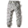 Men's Four-Season Oversized Casual Cuffed Work Pants Youth Solid-Color Mid-Rise Relaxed Fit Pants