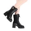 Women's Chunky Heel Leather Ankle & Mid-Calf Winter Boots with Velvet Lining