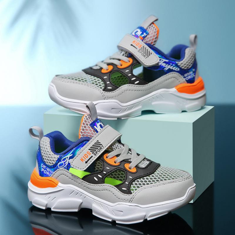 Boys' Shoes 2025 New Summer Children's Mesh Hollow Breathable Frame Shoes Medium and Large Children's Soft-soled Non-slip Sports Shoes