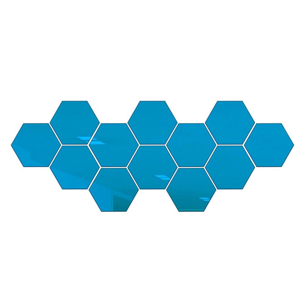 12-teilige hexagonale Acrylspiegel-Wandaufkleber zur DIY-Dekoration—Selbstklebende Aufkleber für Wohnzimmer, Flur und Treppenhaus.