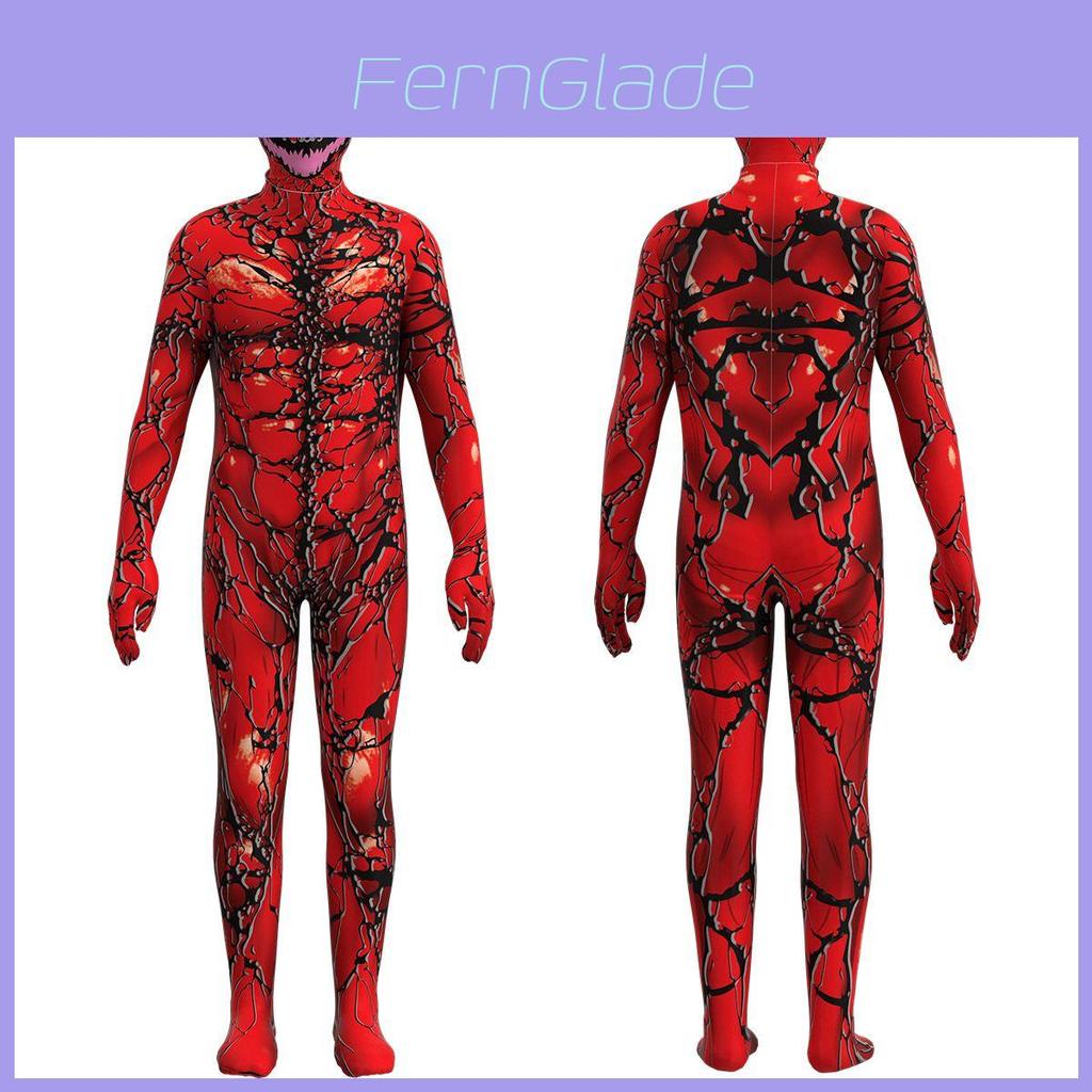 Stunning Kids Venom Carnage Jumpsuit Red Fullbody Costume Suit For Halloween Cos Performance