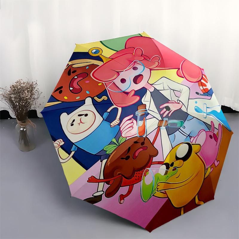 1pc Adventure Time Outdoor Umbrella - Automatic Opening/Closing, Portable 3-Fold Design with Iron Frame - Perfect Gift for Fans, Travelers, Daily Use.