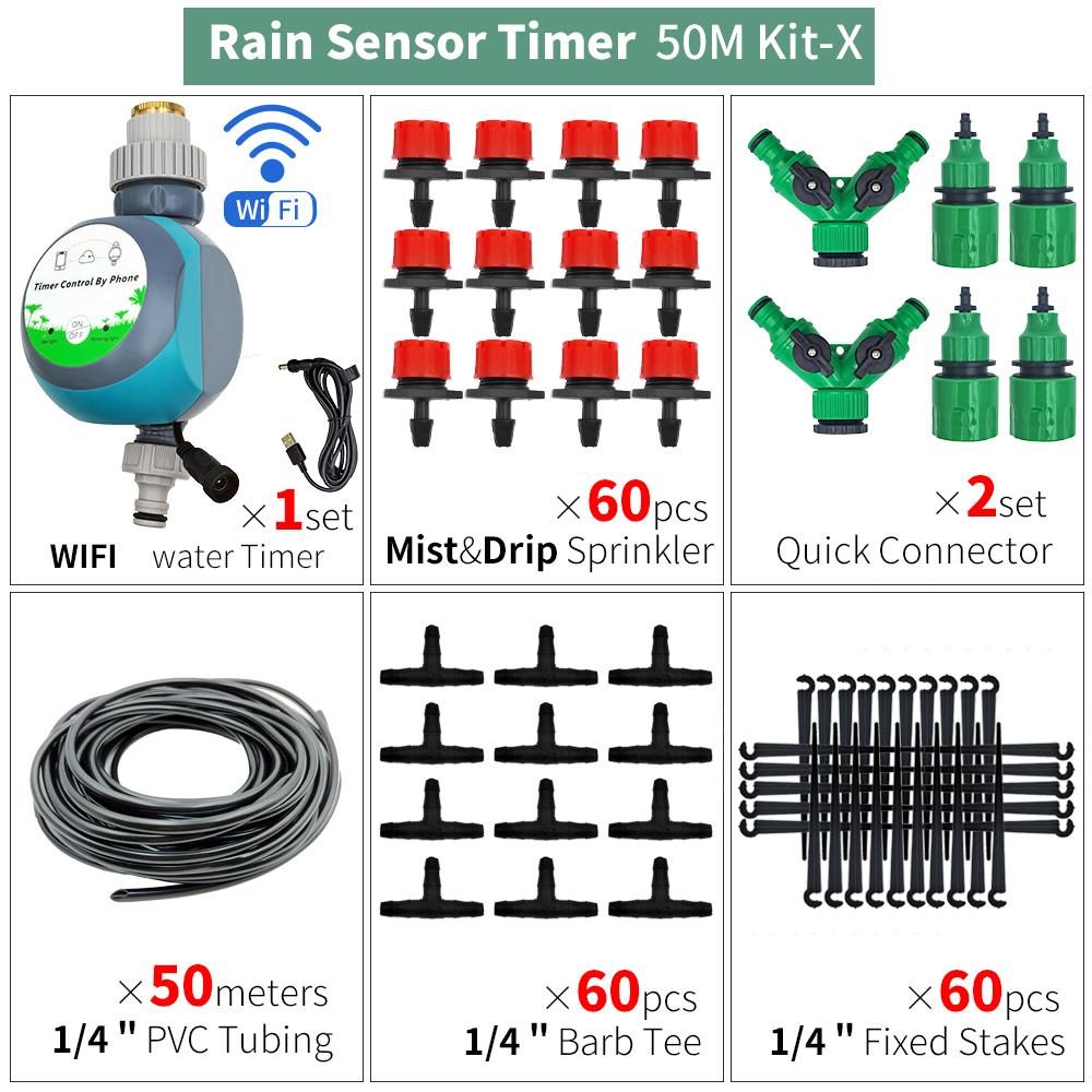 Greenhouse 5M-50M DIY Drip Irrigation System Automatic Watering Garden Hose Micro Drip Watering Kits with Adjustable Drippers