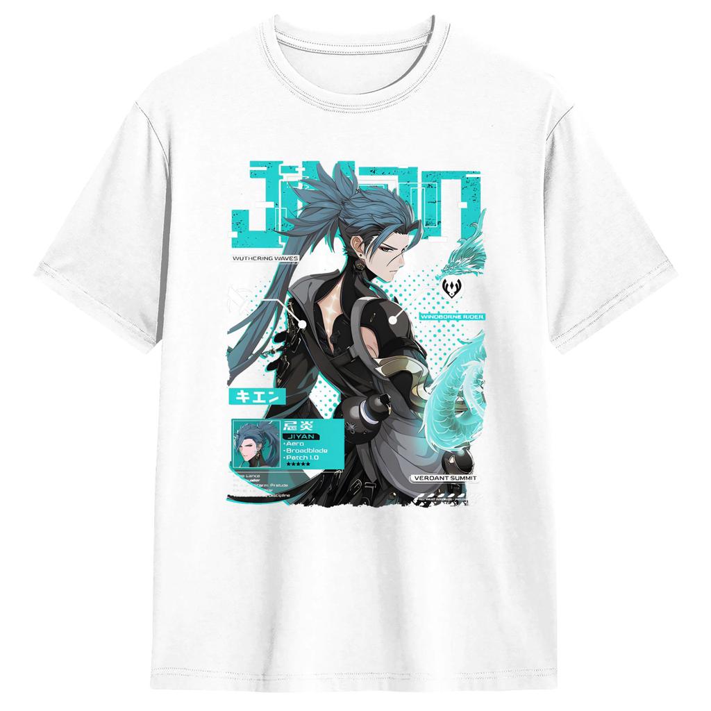 Wuthering Waves Characters Tshirt Summer Jiyan Pure Cotton Tshirts For Male Harajuku Casual Tee Shirt Short Sleeve Top Tees