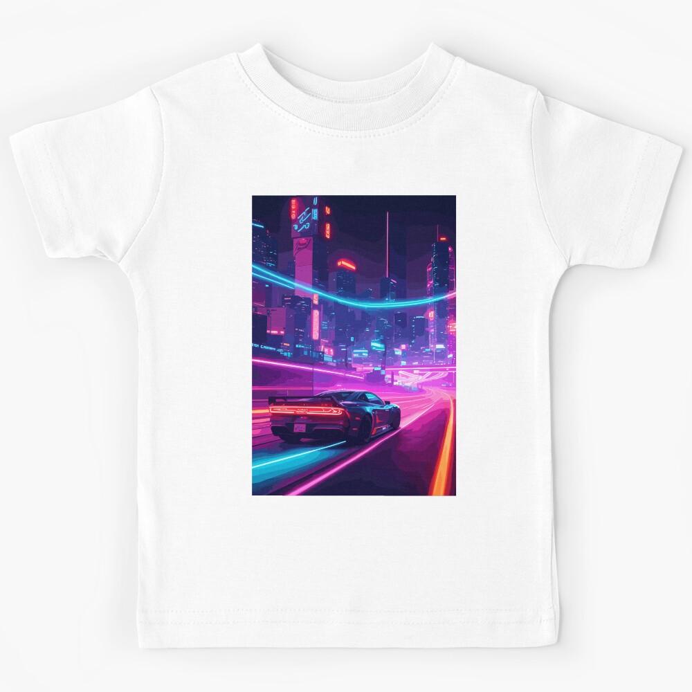 Retro Night Car Poster Kids T-Shirt 150