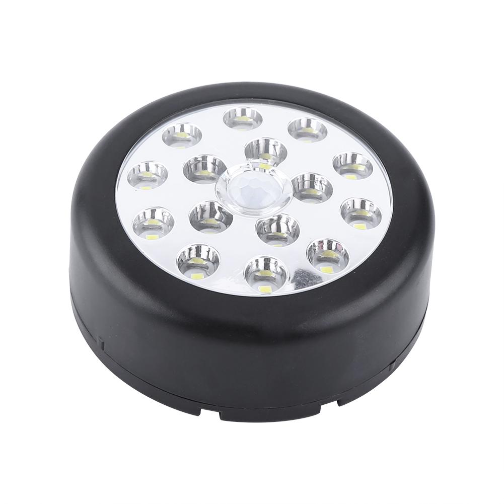 15 LED PIR Infrared Auto Motion Sensor Detector Indoor Wall Mounted Night Light Black