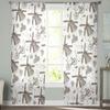 Brown Windmill Flower Cluster Bicycle Bedroom Transparent Sheer Curtains Holiday Decoration Window Voile Tulle Curtain
