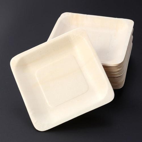 FRCOLOR Disposable Paper Plates, 14cm x 14cm, 50 Pieces, Unbleached, Water and Oil Resistant, Perfect for Birthdays, Parties, BBQs, and More. Stylish