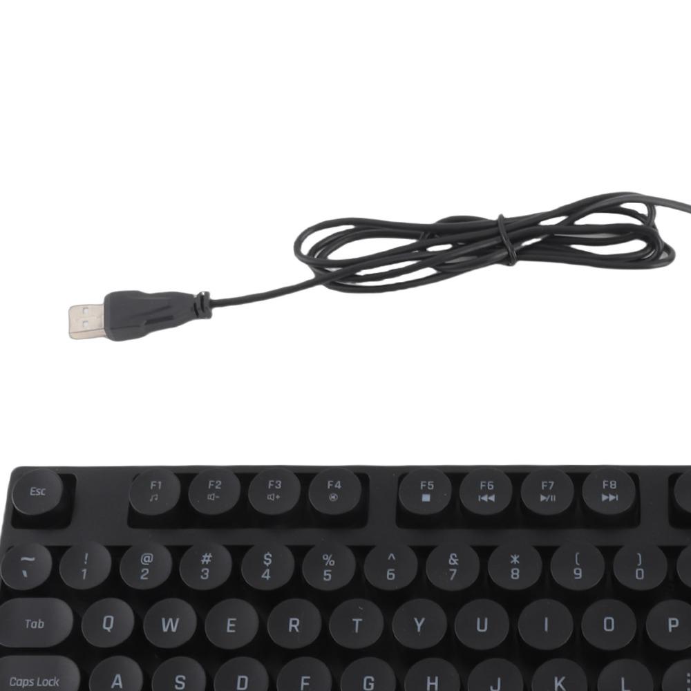 87 Keys USB Wired Keyboard Round Keycaps Typewriter Keyboard Durable Mechanical Keyboard Laptop
