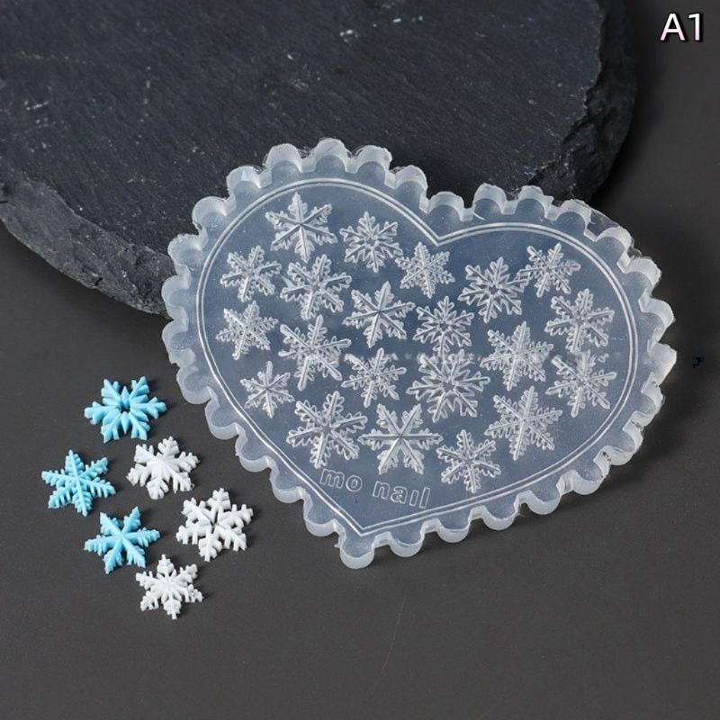 1Pcs Silicone Nail Mold Christmas Snowflakes Butterfly Flower 3D Relief Nail Template Nail Art Decorations Nail Art Mold