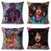 African Women Cushion Cover Decor Colorful Cartoon Lady Dream  Pillowcase Polyester Pillow Case for Bedroom Sofa Home 45x45cm