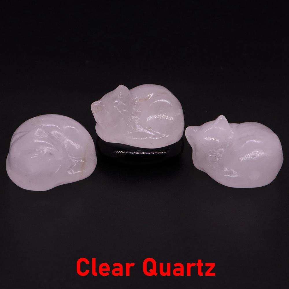 30mm Niedliche Katzenstatue Naturstein Kristall Handgeschnitzt Heilendes Tierfigur Reiki Edelstein Handwerk Heimdekoration Feiertagsgeschenk