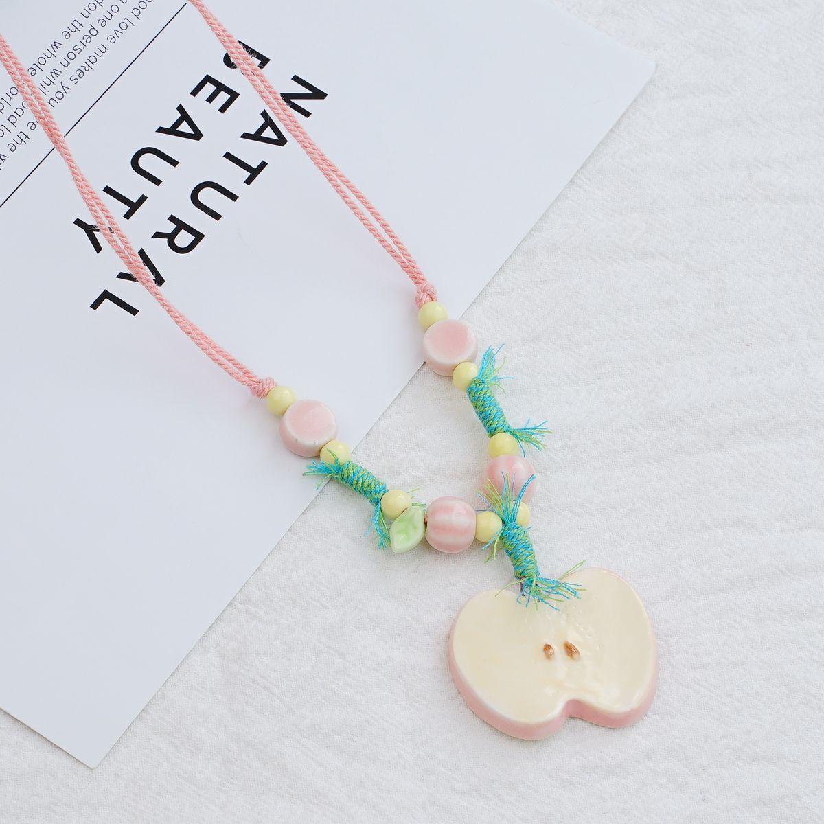 Керамическое яблоко, нарезанное, маленькое, свежее, летнее, дорожное, ожерелье, цепочка на ключицу, аксессуары, товары для прямой трансляции