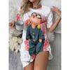 Cute Cartoon Crew Neck Short Sleeve Night Dress for Women