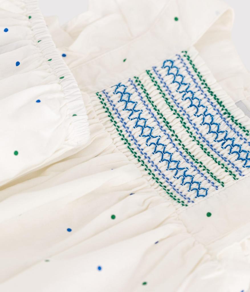 Frilled Dress and Bloomer Set A0CD5 12 Months 74cm [Petit Bateau] Off-white/multi-color