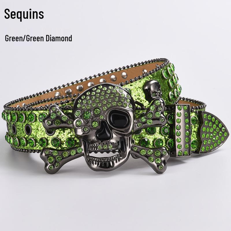 Cataramă de Curea Hip Hop cu Strasuri în Formă de Craniu - Stil Punk European și American