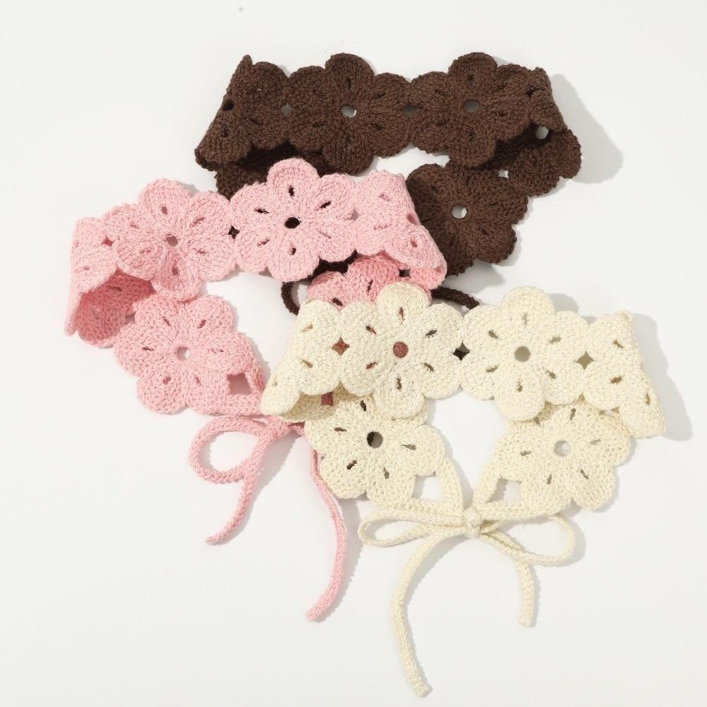 Solid Color Knitted Flower Hair Band Headwrap Hair Scarf Hair Accessories Knitting Headband Women