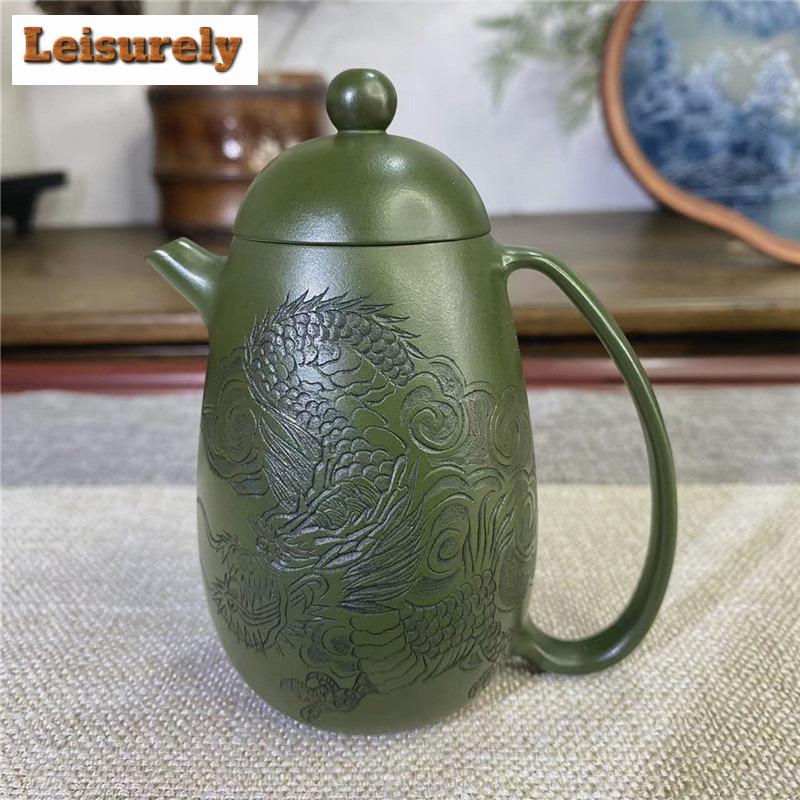 150ml Authentic Yixing Purple Clay Teapots Handmade High Dragon Egg Pot Raw Ore Green Mud Tea Brewing Kettle Zisha Tea Set Gift