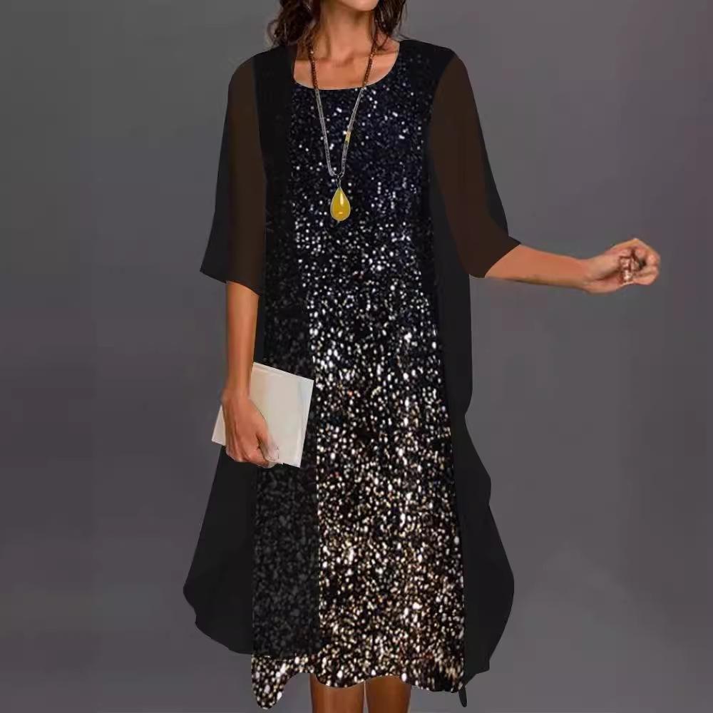 

Весна Лето Досуг Женское Платье Элегантный Круглый Вырез Кружева Шифон Асимметричный Кардиган Платье Комплект XXXXXL чёрный