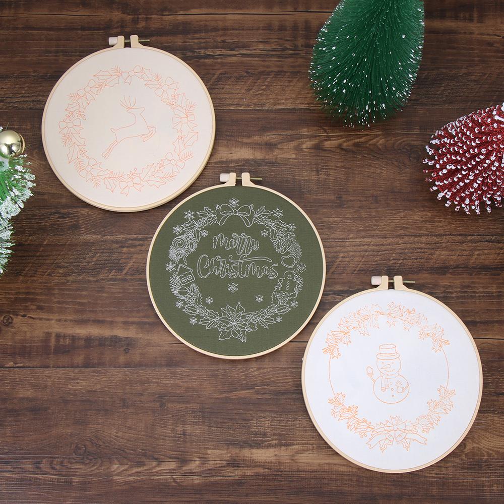 DIY Crafts Needle Punch Cross Stitch Kit Xmas Embroidery Embroidery Hoop Christmas Ornament