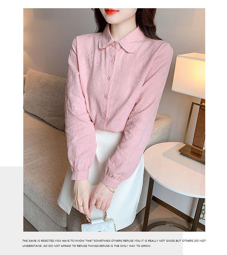 Women's 2024 Spring Pure Cotton Lapel Shirt - Fashionable, Versatile, Age-Defying Long Sleeve Top.