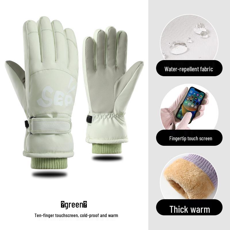 Women's Touchscreen Ski Gloves with Anti-Lost Buckle, Cold-Proof, Fleece-Lined, and Warm for Winter Sports and Cycling