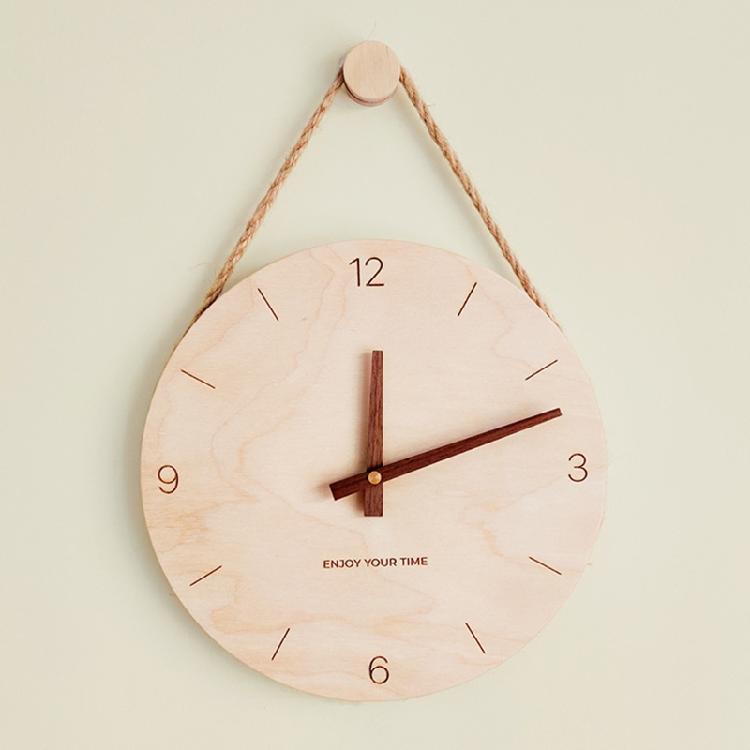 Simple Design Wooden Nordic Sling Wall Clock for Creative Home Living Room Decor