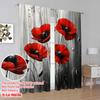 2pcs,2D Plane Printing Popular Curtains Poppy Elegance Versatile Durable Polyester (without Rod) Room Decor for Living Room,