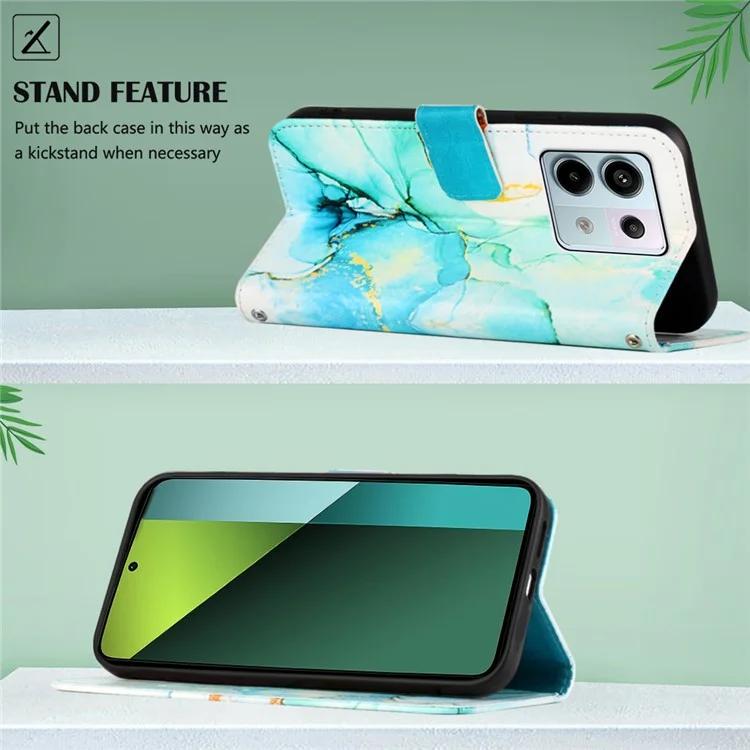 Kožený tisk vzoru YB Series-6 pro Xiaomi Redmi Note 13 Pro 5G / Poco X6 5G kožené pouzdro s popruhy