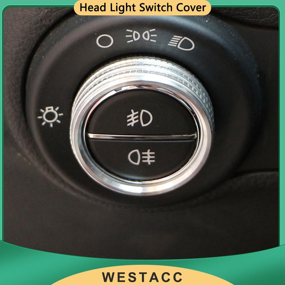 Alumnium Legierung Auto Kopf Licht Lampe Schalter Taste Abdeckung Aufkleber Ring für Jeep Renegade 2014 – Innen