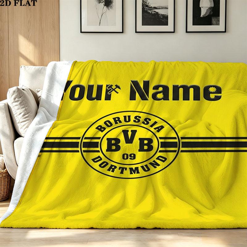 1PC Borussia Custom Name Patterned Flannel Blanket Suitable For All Seasons for Home Decor Warmth and Comfort Gifts Holiday Present