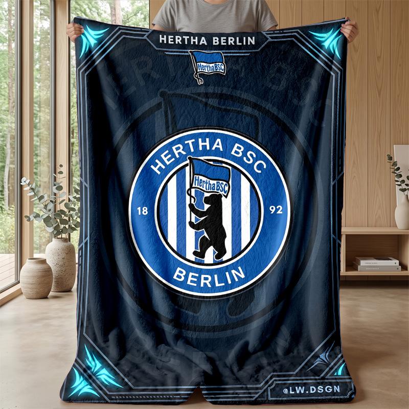 Hertha bsc FC Coperta Morbida in Flanella Pile Leggera Accogliente Calda Coperta Plaid per Divano Letto Arredamento Casa