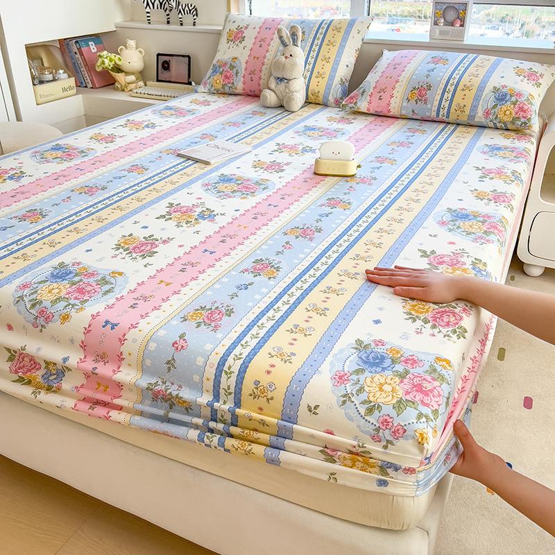 100Cotton Material With Bed Linen Collection Flower Printed Fitted With Bed Linen Pure Cotton Material Soft Fitted Linen With Elastic SingleQueenKi